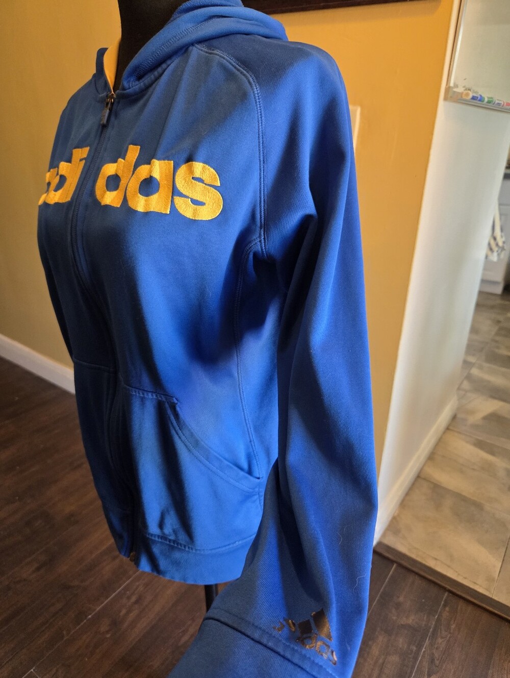 Adidas BLUE & YELLOW Full ZIP Track Jacket SIZE L (14/16) - Picture 4 of 9
